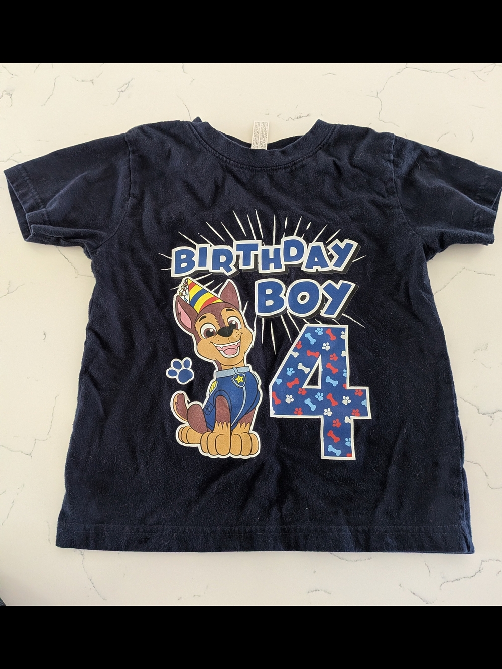 Paw Patrol Navy 'Birthday Boy 4' Short Sleeve Tee